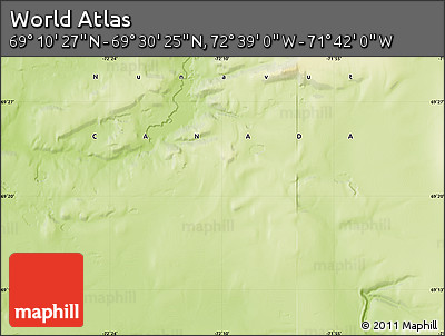 Physical Map of the Area around 69° 20' 26" N, 72° 10' 30" W