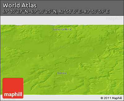 Physical 3D Map of the Area around 69° 20' 26" N, 83° 22' 30" E