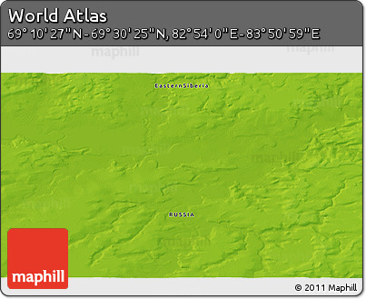 Physical 3D Map of the Area around 69° 20' 26" N, 83° 22' 30" E