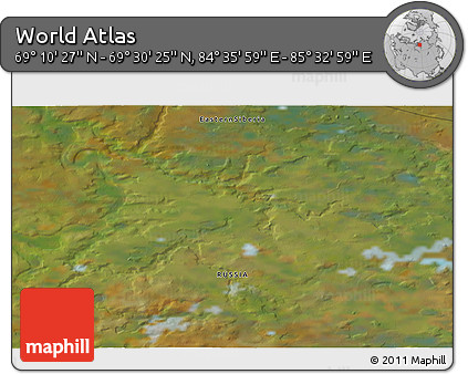 Satellite 3D Map of the Area around 69° 20' 26" N, 85° 4' 29" E