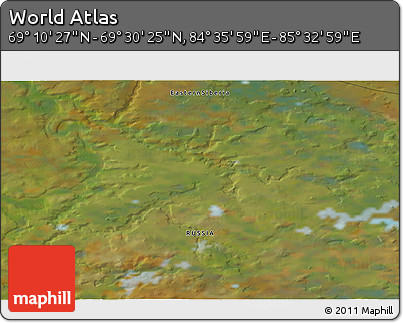 Satellite 3D Map of the Area around 69° 20' 26" N, 85° 4' 29" E