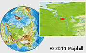 Physical Location Map of the area around 69° 20' 26" N, 85° 4' 29" E
