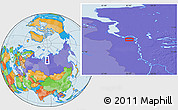 Political Location Map of the area around 69° 20' 26" N, 85° 4' 29" E
