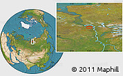 Satellite Location Map of the area around 69° 20' 26" N, 85° 4' 29" E