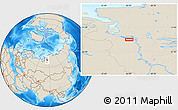 Shaded Relief Location Map of the area around 69° 20' 26" N, 85° 4' 29" E
