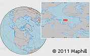 Gray Location Map of the area around 69° 20' 26" N, 89° 10' 30" W, hill shading