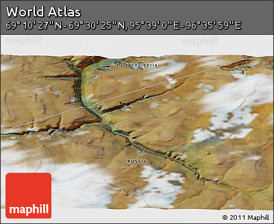Satellite 3D Map of the Area around 69° 20' 26" N, 96° 7' 30" E