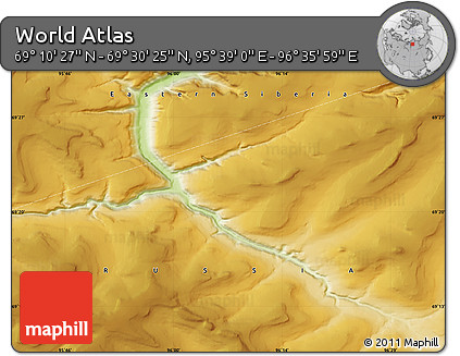 Physical Map of the Area around 69° 20' 26" N, 96° 7' 30" E