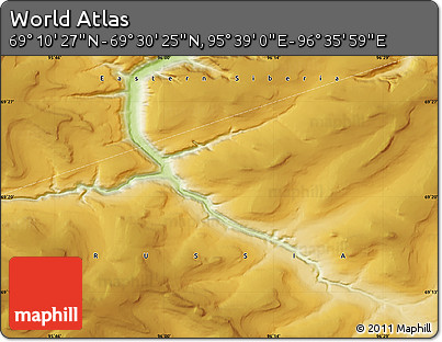 Physical Map of the Area around 69° 20' 26" N, 96° 7' 30" E