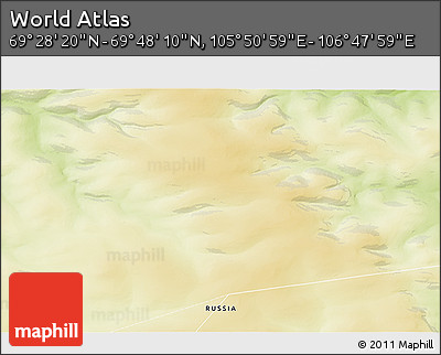 Physical 3D Map of the Area around 69° 38' 15" N, 106° 19' 29" E