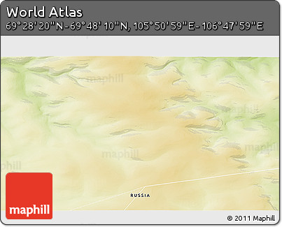Physical 3D Map of the Area around 69° 38' 15" N, 106° 19' 29" E