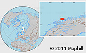 Gray Location Map of the area around 69° 38' 15" N, 17° 4' 30" E