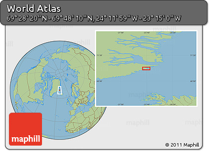 Savanna Style Location Map of the Area around 69° 38' 15" N, 23° 43' 30" W