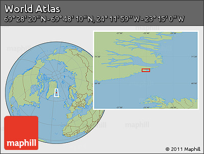 Savanna Style Location Map of the Area around 69° 38' 15" N, 23° 43' 30" W