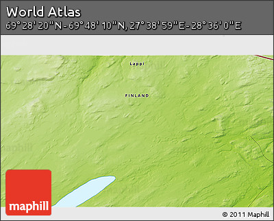 Physical 3D Map of the Area around 69° 38' 15" N, 28° 7' 30" E