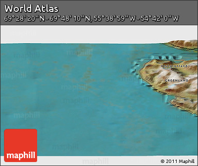 Satellite 3D Map of the Area around 69° 38' 15" N, 55° 10' 29" W