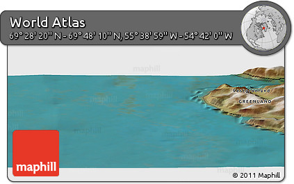 Satellite Panoramic Map of the Area around 69° 38' 15" N, 55° 10' 29" W
