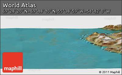 Satellite Panoramic Map of the Area around 69° 38' 15" N, 55° 10' 29" W