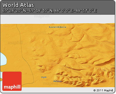 Political 3D Map of the Area around 69° 38' 15" N, 88° 28' 29" E