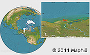 Satellite Location Map of the area around 69° 55' 57" N, 134° 13' 29" W