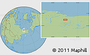 Savanna Style Location Map of the area around 69° 55' 57" N, 151° 22' 30" E