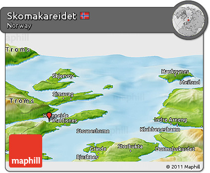 Physical Panoramic Map of Skomakareidet
