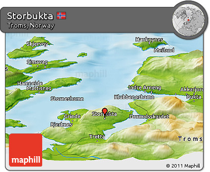 Physical Panoramic Map of Storbukta