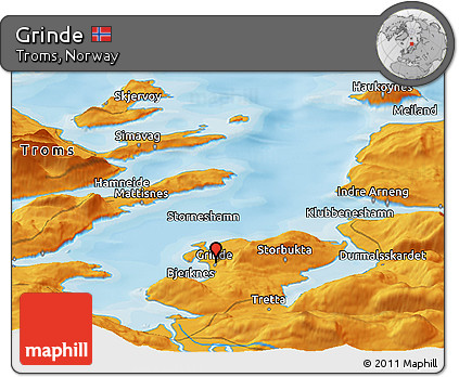 Political Panoramic Map of Grinde