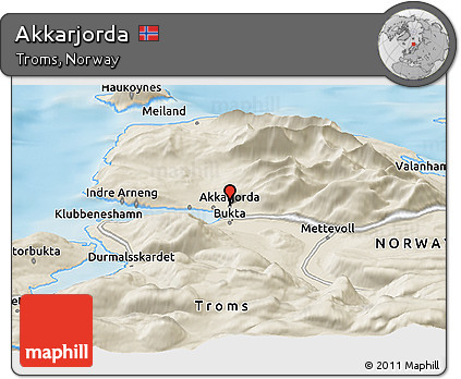Shaded Relief Panoramic Map of Akkarjorda