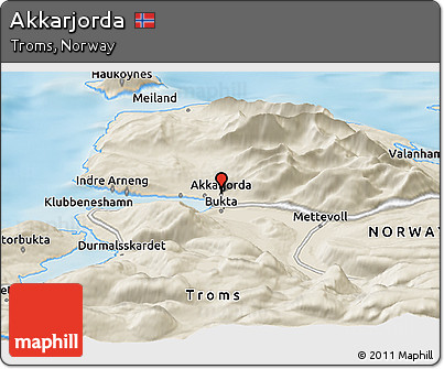 Shaded Relief Panoramic Map of Akkarjorda