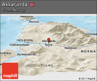 Shaded Relief Panoramic Map of Akkarjorda