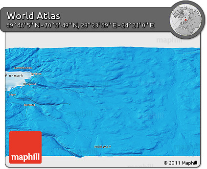 Political 3D Map of the Area around 69° 55' 57" N, 23° 52' 30" E