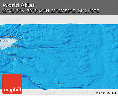 Political 3D Map of the Area around 69° 55' 57" N, 23° 52' 30" E