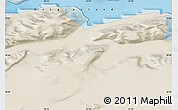 Shaded Relief Map of the area around 69° 55' 57" N, 27° 58' 30" W