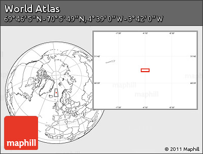 Blank Location Map of the Area around 69° 55' 57" N, 4° 10' 30" W