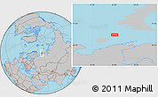 Gray Location Map of the area around 69° 55' 57" N, 51° 4' 30" E