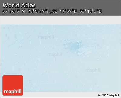Physical 3D Map of the Area around 69° 55' 57" N, 52° 46' 29" E