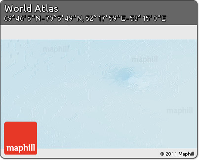 Physical 3D Map of the Area around 69° 55' 57" N, 52° 46' 29" E