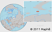 Gray Location Map of the area around 69° 55' 57" N, 53° 37' 30" E
