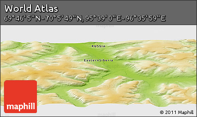 Physical Panoramic Map of the Area around 69° 55' 57" N, 96° 7' 30" E