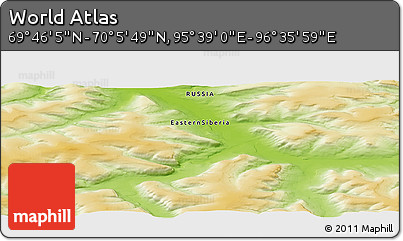 Physical Panoramic Map of the Area around 69° 55' 57" N, 96° 7' 30" E