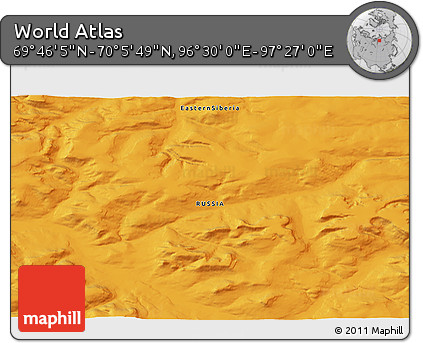 Political 3D Map of the Area around 69° 55' 57" N, 96° 58' 29" E
