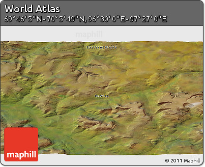 Satellite 3D Map of the Area around 69° 55' 57" N, 96° 58' 29" E