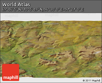 Satellite 3D Map of the Area around 69° 55' 57" N, 96° 58' 29" E