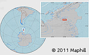 Gray Location Map of the area around 69° 8' 30" S, 63° 40' 30" W, hill shading
