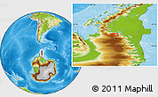 Physical Location Map of the area around 69° 8' 30" S, 64° 31' 30" W
