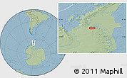 Savanna Style Location Map of the area around 69° 8' 30" S, 64° 31' 30" W, hill shading