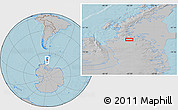 Gray Location Map of the area around 69° 8' 30" S, 65° 22' 30" W, hill shading