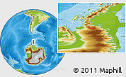 Physical Location Map of the area around 69° 8' 30" S, 65° 22' 30" W