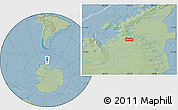 Savanna Style Location Map of the area around 69° 8' 30" S, 65° 22' 30" W, hill shading